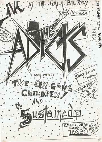 The Adicts / Sex Gang Children / Sustained - Live 1982