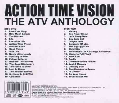 Alternative TV - Action Time Vision - The ATV Anthology - UK 2xCD 2003 (Castle Music - CMEDD 734) Tray