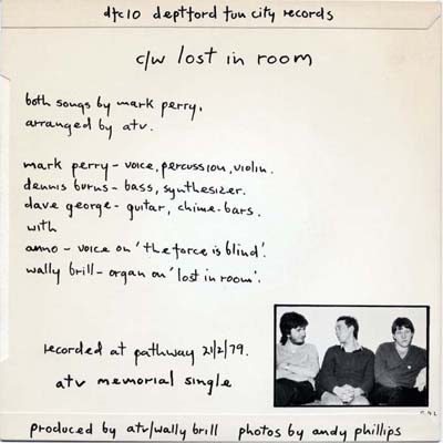 Alternative TV - The Force Is Blind (Deptford Fun City - DFC 010) Back Cover