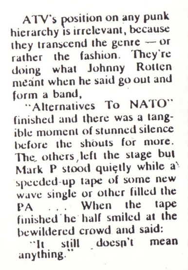 Alternative TV Press Piece 1977