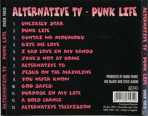 Alternative TV - Punk Life - UK CD 1998 (Overground - OVER 70CD) Tray