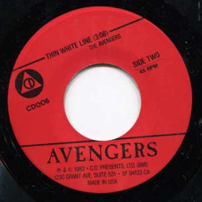 Avengers - Paint It Black - US 7" 1983 (CD Presents - 006) Back Cover