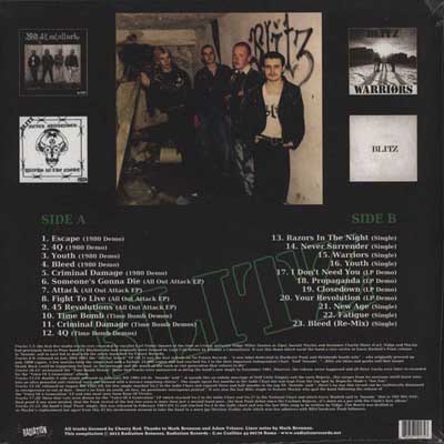 Blitz - Time Bomb: Early Singles And Demos Collection - Italy LP 2013 (Radiation Reissues - RRS16)