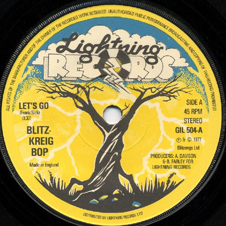 Blitzkrieg Bop - Let's Go [2nd Version] UK 7" 1977 (Lightning - GIL 504)  A-Side