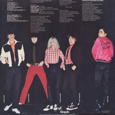 Blondie - Blondie - UK LP 1977 (Chrysalis - CHR 1165) Back Cover