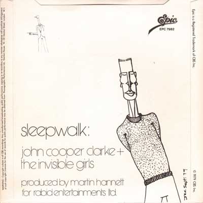 John Cooper Clarke - Splat/Twat - UK 7” 1979 (Epic - S EPC 7982) Back Cover 