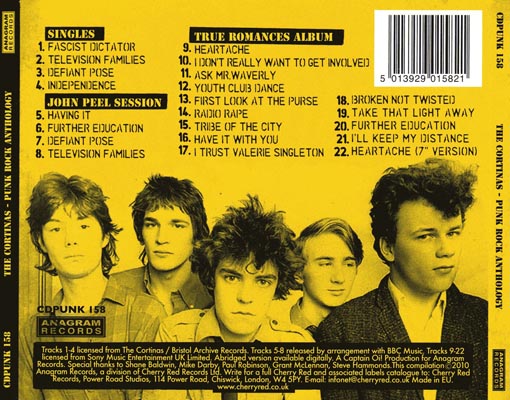 The Cortinas - Punk Rock Anthology - UK CD 2010 (Anagram - CD PUNK 158) Tray