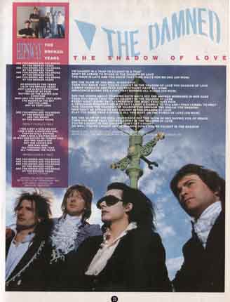 The Dammed - The Shadow Of Love Lyrics Smash Hits July 1985