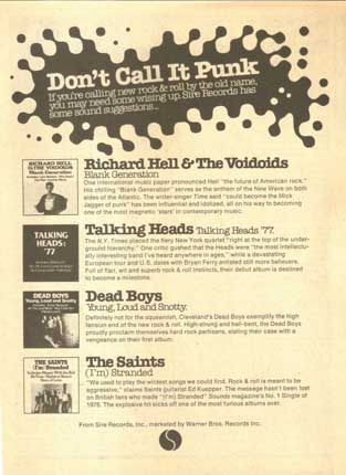 Dead Boys "Don't Call it Punk" Young Loud & Snotty Advert