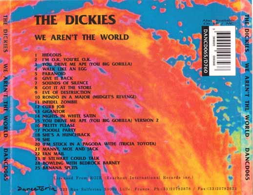 The Dickies - We Aren't The World - France CD 1988 (Danceteria - DAN CD 065) Tray