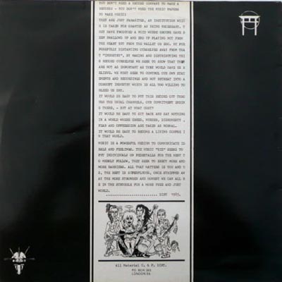 Dirt - Never Mind Dirt - Here's The Bollocks - UK LP 1985 (Dirt - DIRT 1) Back Cover