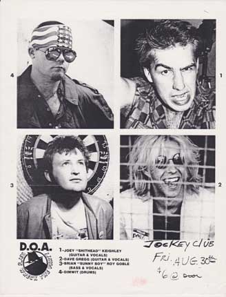 DOA 1985 Punk Flyer