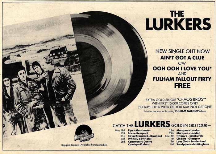 The Lurkers - Ain’t Got A Clue Press Advert