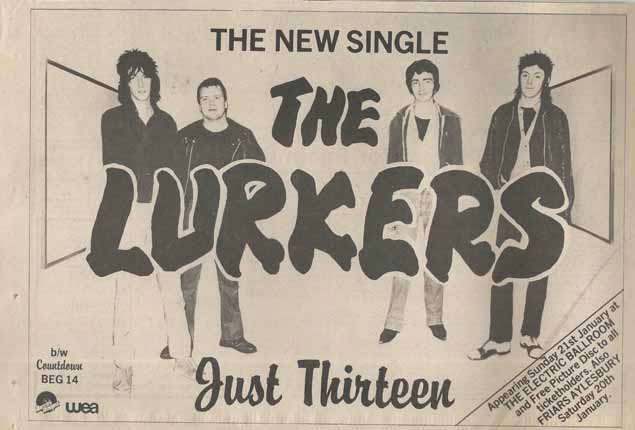 The Lurkers - Just Thirteen Press Advert 1979