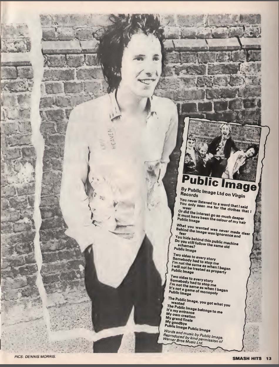 Public Image Ltd - Smash Hits Lyrics December  1978