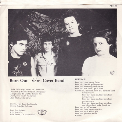 Redd Kross - Cover Band - US 7" 1990 (Posh Boy - PBS 22) Back Cover