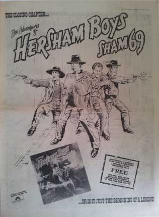 Sham 69 - The Adventures Of The Hersham Boys - Advert No 2