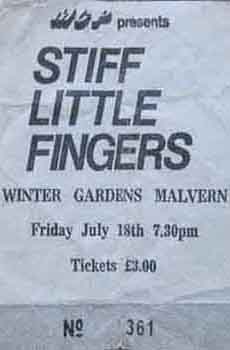 Stiff Little Fingers Ticket Stub 1980 Winter Gardens Malvern