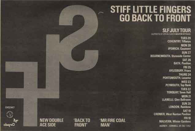 Stiff Little Fingers - Back To Front Advert 1980