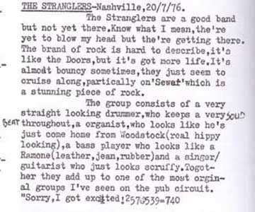The Stranglers - Sniffin' Glue review