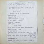 Ultravox! ‎– Stockholm 19/10/77
