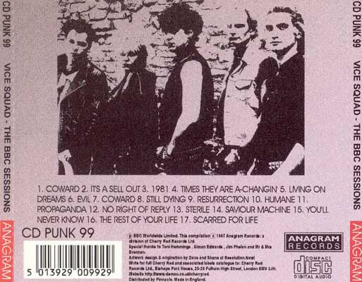 Vice Squad - The BBC Sessions - UK CD 1997 (Anagram - CD PUNK 99)