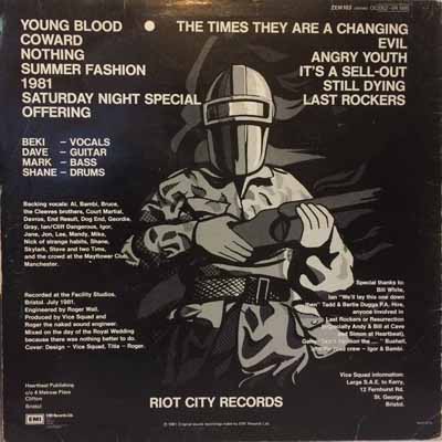 Vice Squad - No Cause For Concern - UK LP 1981 (EMI/Zonophone - ZEM 103)