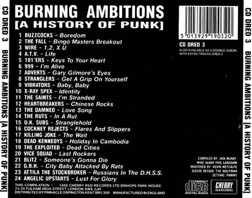 Various - Burning Ambitions (A History Of Punk) - UK CD 1988 (Cherry Red - CD DRED 3)