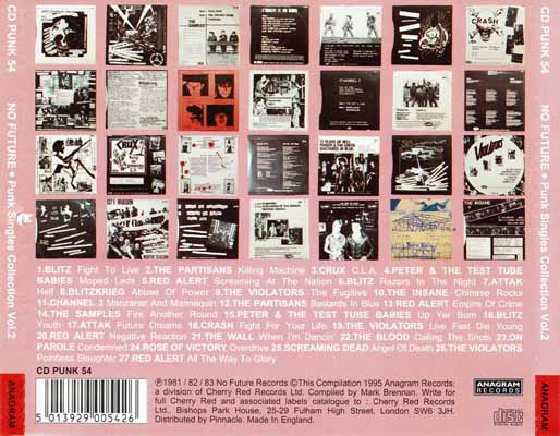Various - No Future: Punk Singles Collection Volume Two - UK CD 1995 (Anagram - CD PUNK 54)