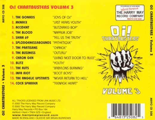 Various - Oi! Chartbusters Volume 3 - UK CD 2002 (The Harry May Record Company	- MAYO CD 508)