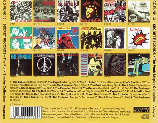 Various - Secret Records: The Punk Singles Collection - UK CD 1993 (Anagram - CD PUNK 13) 