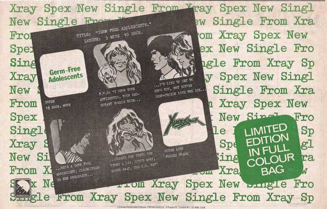 X-Ray Spex - Germ Free Adolescents 7" Advert