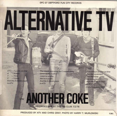 Alternative TV - Action Time Vision UK 7" 1978 (Deptford Fun City - DFC 07) Back 