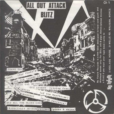 Blitz - All Out Attack E.P. UK 7" UK 7" 1981 (No Future - Oi 1) Back Cover