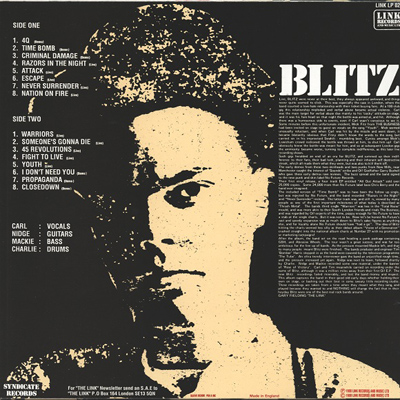 Blitz - Blitzed - An All Out Attack - UK LP 1988 (Link - LINK LP 029)