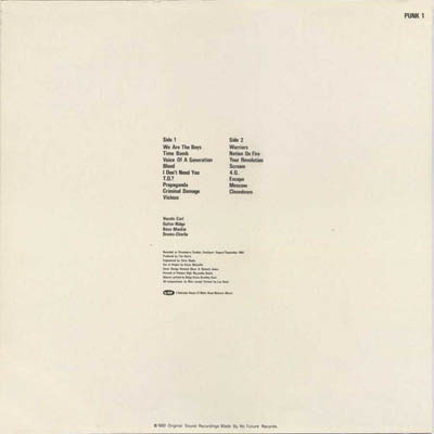 Blitz - Voice Of A Generation - UK LP 1982 (No Future - PUNK 1) 
