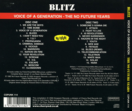 Blitz - Voice Of A Generation: The No Future Years - UK CD 2000 (Anagram - CD PUNK 114)