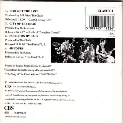 The Clash - I Fought The Law - UK CDS 1988 (CBS - CLASH C1)