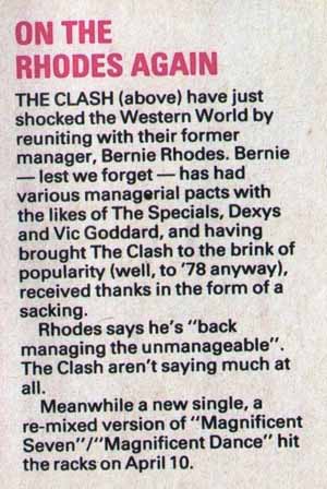 Smash Hits - The Clash - On The Rhodes Again