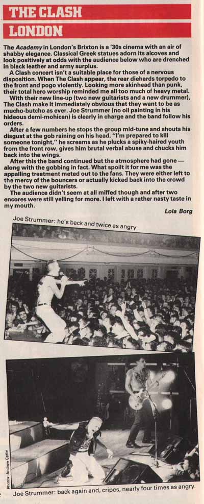 The Clash - Smash Hits Live Review March 1984