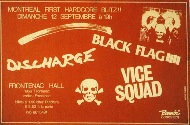 Discharge, Vice Squad and Black Flag at Montreal Dirst Hardcore Blitz
