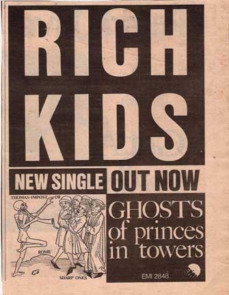 Rich Kids - Ghosts Of Princes In Towers Advert 2