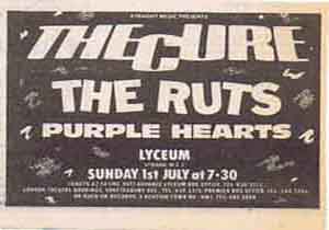 The Cure / Ruts / Purple Hearts - London Lyceum 1979