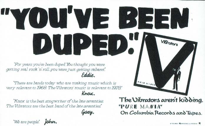 The Vibrators 1977 'You've Been Duped"