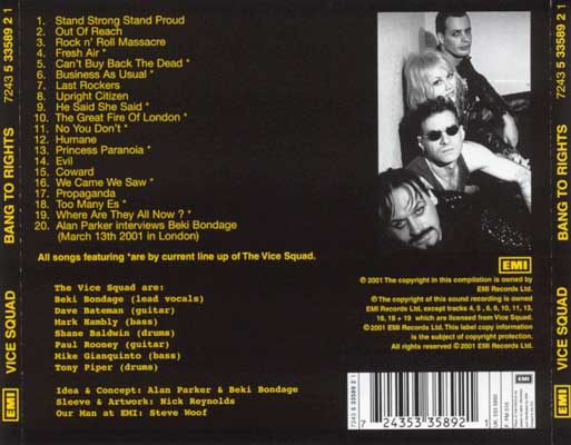 Vice Squad - Bang To Rights: The Essential Vice Squad Collection - UK CD 2001 (EMI	- 724353358921)