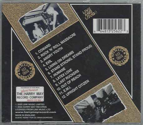 Vice Squad - Live And Loud!! - UK CD 2005 (The Harry May Record Company	- MAYO CD 562)