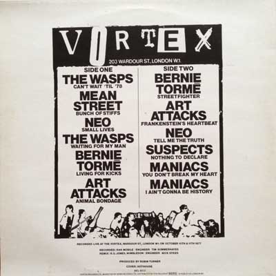 Various - Live At The Vortex - Volume One - UK LP 1977 (NEMS - NEL 6013) 