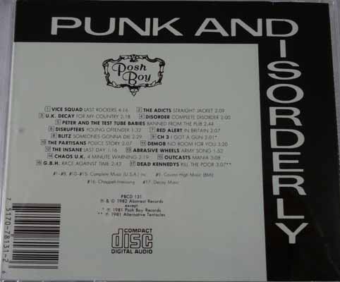 Various - Punk And Disorderly - US CD 1987 (Posh Boy - PBCD 131) 