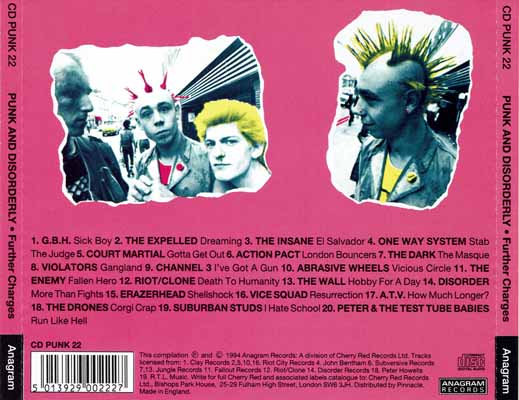 Various - Punk And Disorderly - Further Charges - UK CD 1994 (Anagram - CD PUNK 22)