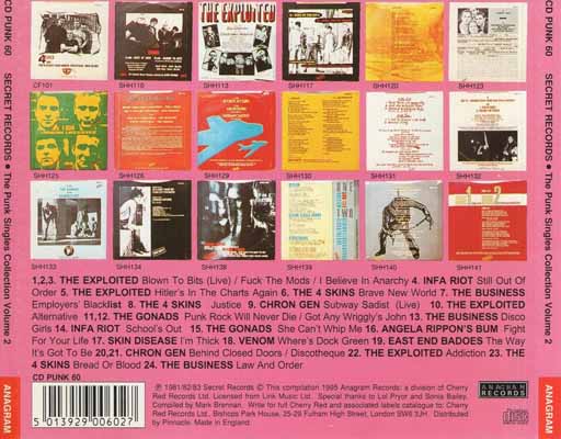 Various - Secret Records: The Punk Singles Collection Volume 2 - UK CD 1995 (Anagram - CD PUNK 60) 